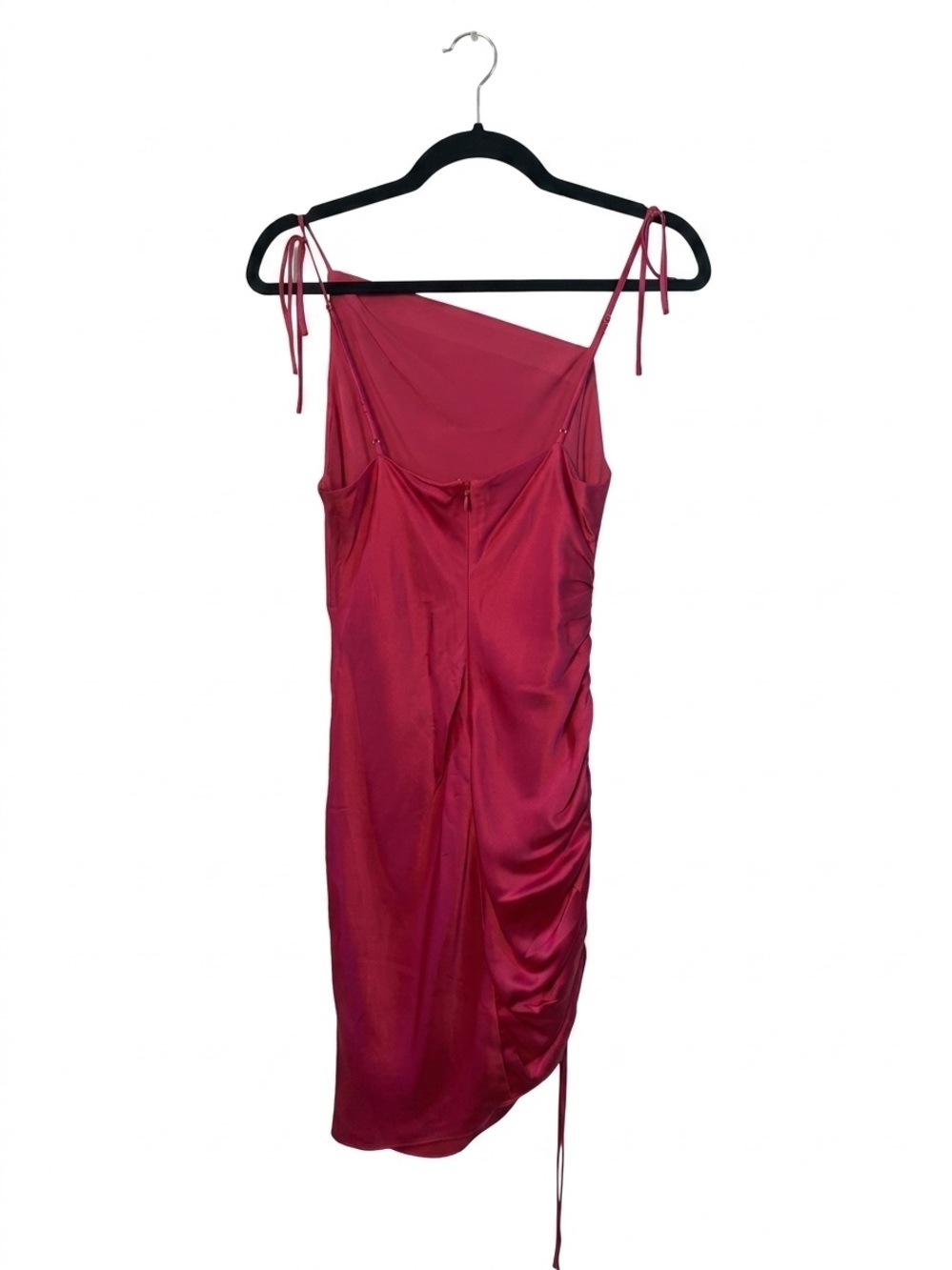 Cinq a Sept One-Shoulder Satin Dress in Fuchsia Pink